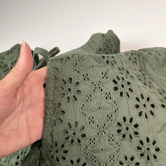 Nurture Westbound Eyelet Lace Tiered Dress sz 3X Olive Green Cottagecore Boho - Picture 8 of 12